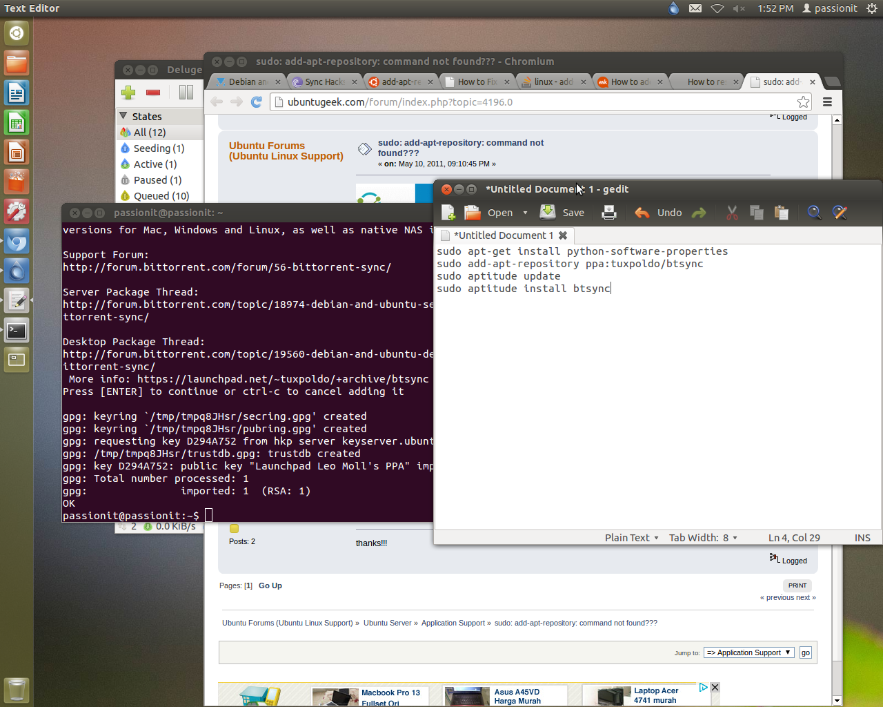 BITTORRENT Linux. Sync Linux. Sudo Apt-add-repository Ubuntu. Sudo Apt-get update sudo Apt-get install repo.